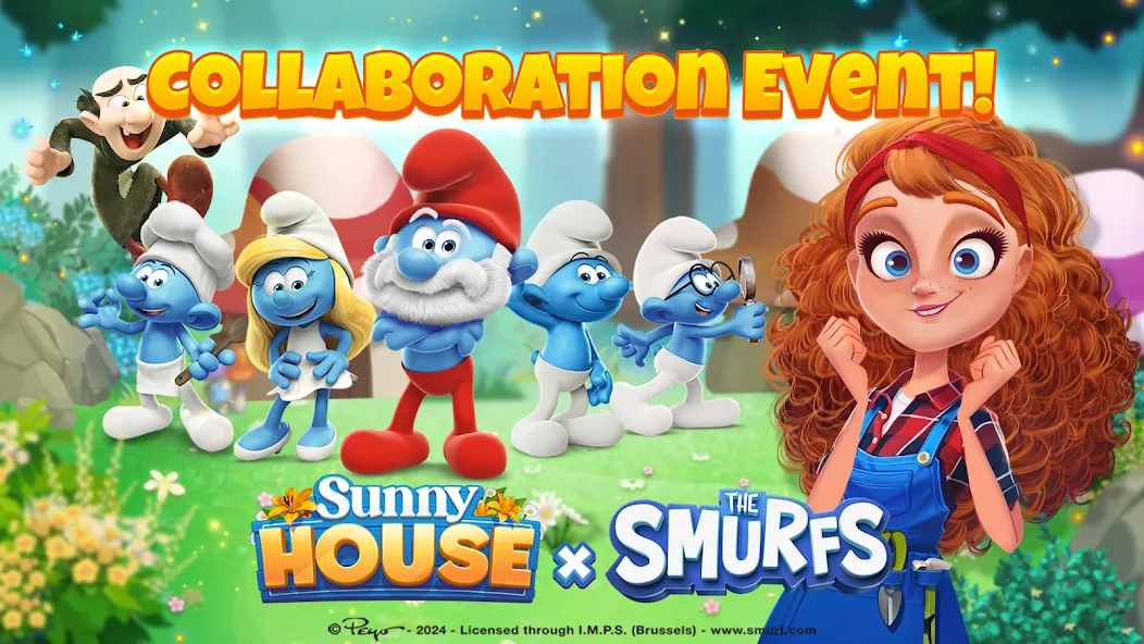 Скачать Merge Manor x The Smurf Collab Mod APK — Безлимитные монеты и алмазы — скриншот 1