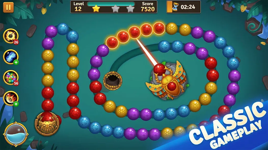 Jungle Marble Blast MOD APK скачать на Андроид — Безлимитные монеты и открыты все уровни — скриншот 1