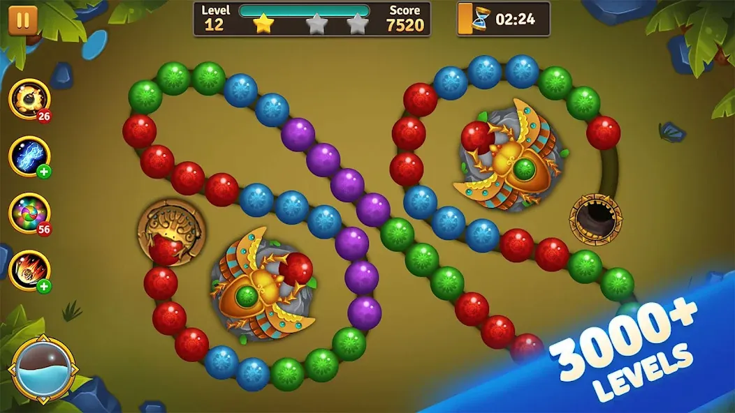 Jungle Marble Blast MOD APK скачать на Андроид — Безлимитные монеты и открыты все уровни — скриншот 3