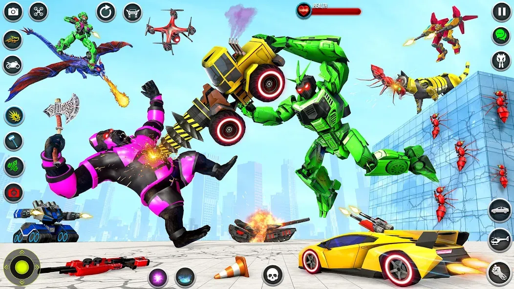 Мод Dino Robot - Car Robot Games — Разблокированы все роботы и машины, скачать APK — скриншот 4