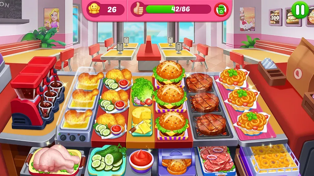 Crazy Cooking Diner: Chef Game MOD APK: Безлимитные деньги и все уровни — скриншот 1