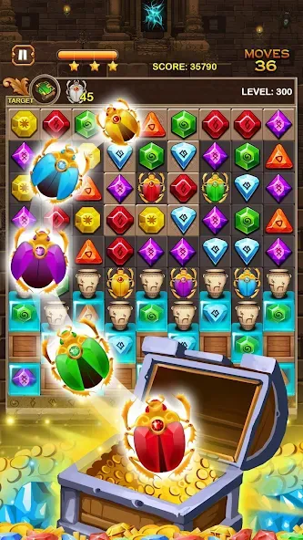 Скачать взлом Jewel Ancient Pyramid Treasure — Безлимитные монеты и жизни — скриншот 5