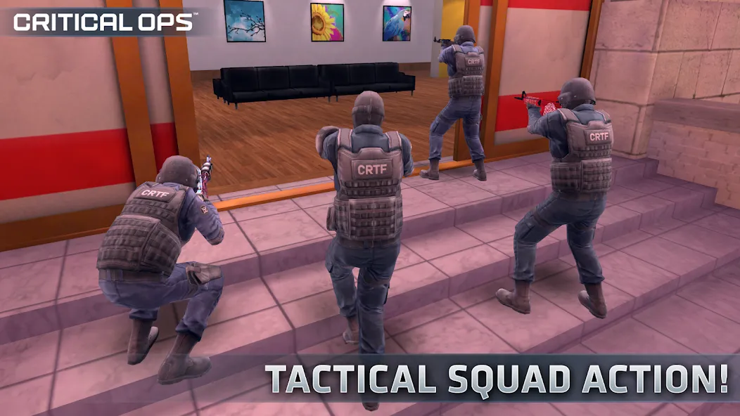 Скачать Critical Ops: Multiplayer FPS на Андроид с модом — Безлимитные деньги и оружие — скриншот 1
