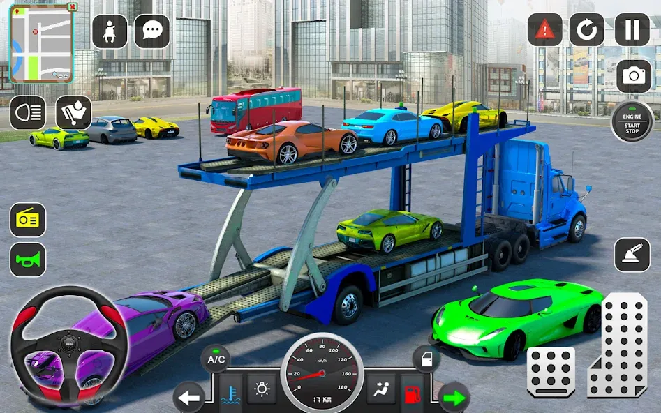 Trailer Truck Car Transport 3D — последняя версия с модом (Безлимитные деньги и всё открыто) — скриншот 1 Trailer Truck Car Transport 3D — последняя версия с модом (Безлимитные деньги и всё открыто) — скриншот 1
