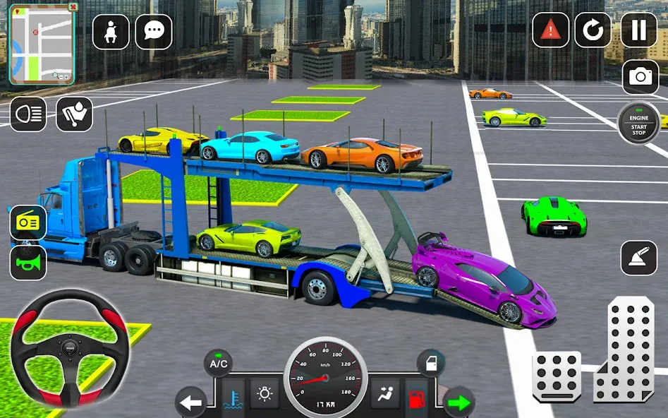 Trailer Truck Car Transport 3D — последняя версия с модом (Безлимитные деньги и всё открыто) — скриншот 3 Trailer Truck Car Transport 3D — последняя версия с модом (Безлимитные деньги и всё открыто) — скриншот 3