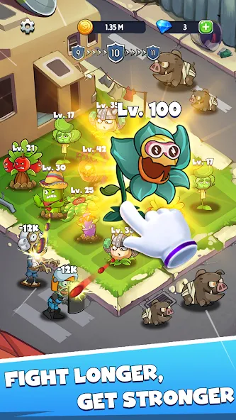 Merge Plants – Monster Defense — скачать мод: Безлимитные монеты и усиленные растения — скриншот 4