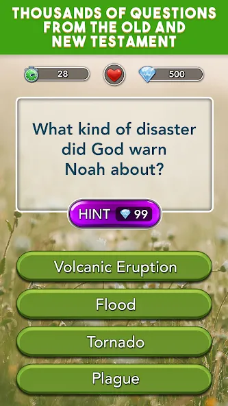 Daily Bible Trivia Bible Games MOD APK скачать на Андроид — Открыты все викторины и подсказки — скриншот 1
