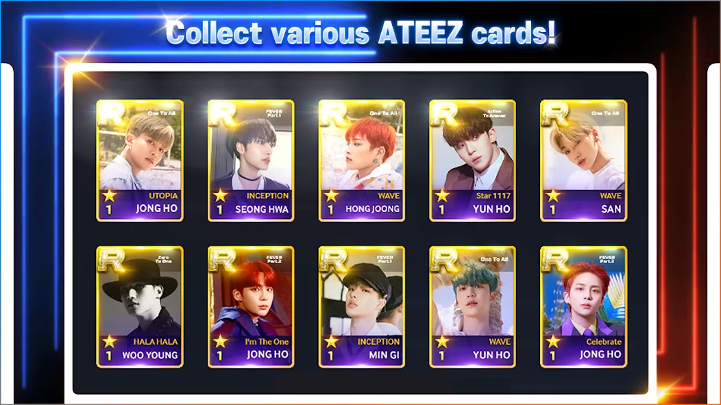 SUPERSTAR ATEEZ — Безлимитные алмазы и все песни открыты, скачать мод APK — скриншот 5