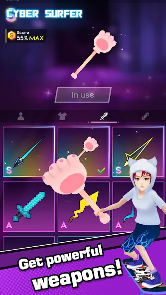 Cyber Surfer — скачать мод: Безлимитные деньги и энергия — скриншот 5 Cyber Surfer — скачать мод: Безлимитные деньги и энергия — скриншот 5