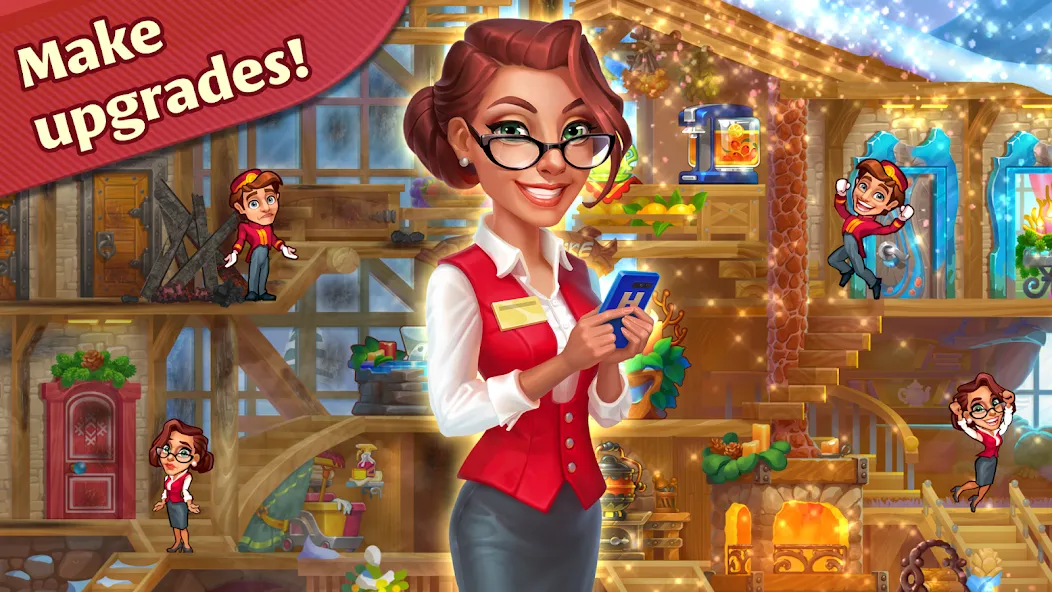 Grand Hotel Mania: Hotel games взломанный APK — Безлимитные деньги и все отели открыты — скриншот 1