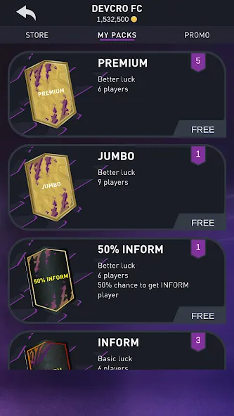 DEVCRO 22 - Draft, Packs взломанный APK — Безлимитные монеты и открыты паки — скриншот 3 DEVCRO 22 - Draft, Packs взломанный APK — Безлимитные монеты и открыты паки — скриншот 3