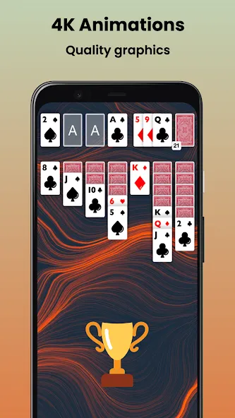 Мод Klondike Solitaire Offline — Подсказки без ограничений и отмена ходов, скачать APK — скриншот 4 Мод Klondike Solitaire Offline — Подсказки без ограничений и отмена ходов, скачать APK — скриншот 4