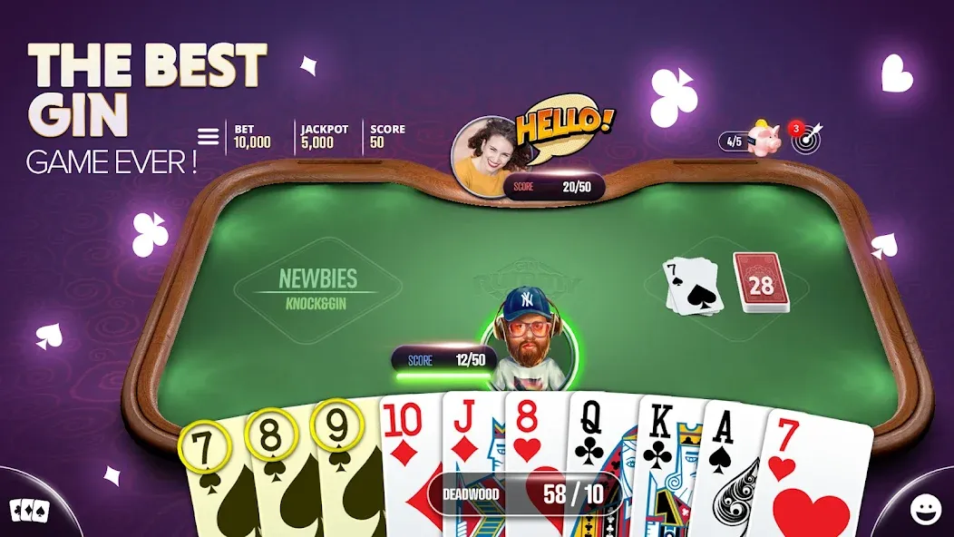 Gin Rummy Extra - Online Rummy взлом на Андроид — Безлимитные монеты и премиум-функции — скриншот 1