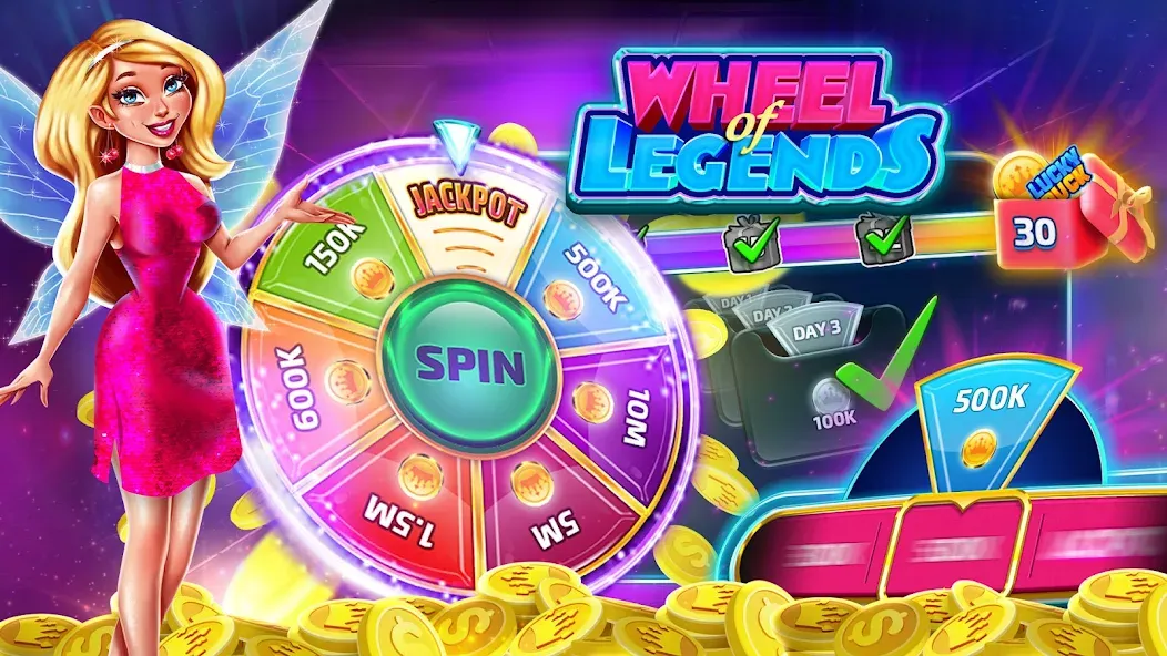 Best Casino Legends 777 Slots MOD APK: Бездепозитные бонусы и удачные спины — скриншот 4