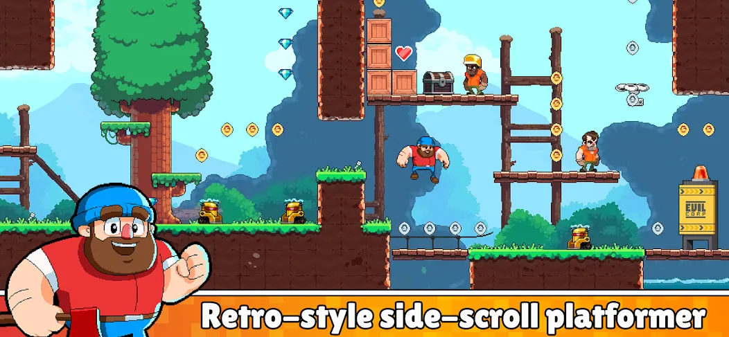 Timberman The Big Adventure взлом APK — Открыты все уровни и герои — скриншот 3