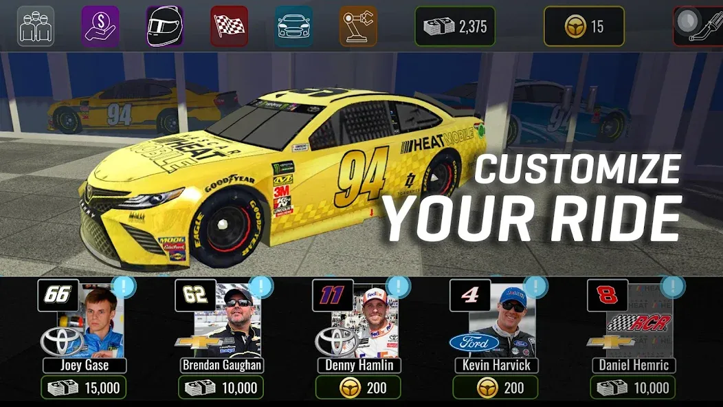 Скачать NASCAR Heat Mobile — Безлимитные деньги и все машины открыты — скриншот 2