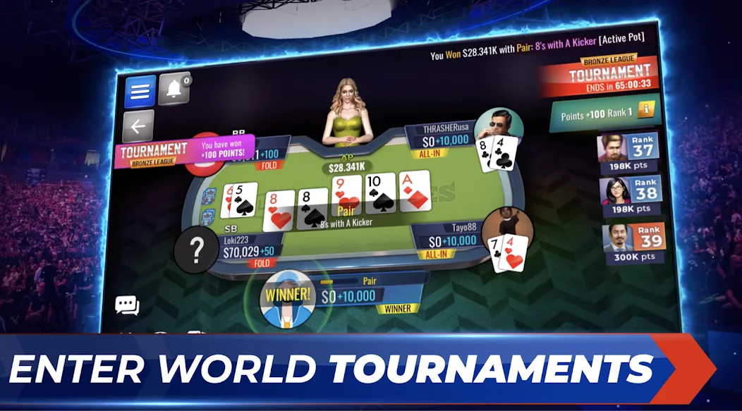 Poker Legends - Texas Hold'em взлом APK — Безлимитные фишки и премиум разблокирован — скриншот 4 Poker Legends - Texas Hold'em взлом APK — Безлимитные фишки и премиум разблокирован — скриншот 4