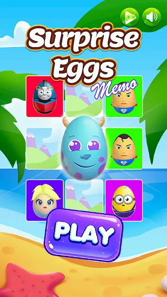 Surprise Eggs Memory — взломанная версия, Открыты все уровни и призы — скриншот 1