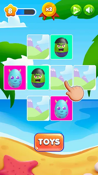 Surprise Eggs Memory — взломанная версия, Открыты все уровни и призы — скриншот 4