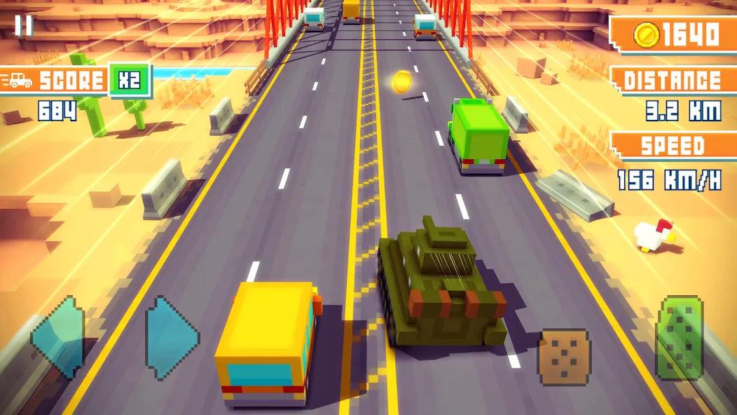 Скачать Blocky Highway: Traffic Racing мод — Безлимитные деньги и топливо — скриншот 1