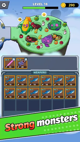 Merge Weapons：Air Island TD — скачать мод: Много денег и ресурсов — скриншот 3