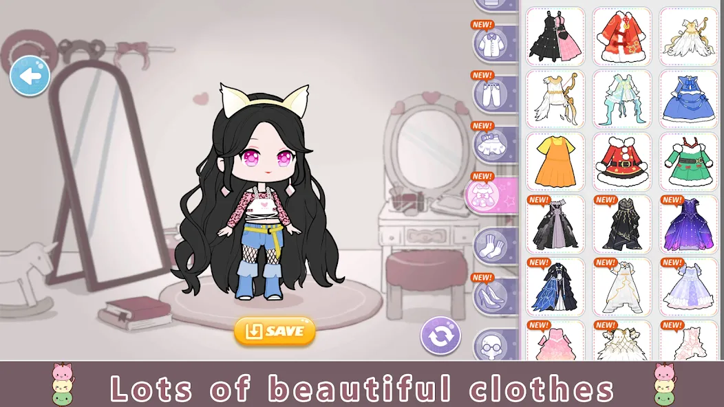 YOYO Doll Anime Dress Up Game взломанный APK — Открыты все наряды и аксессуары — скриншот 2