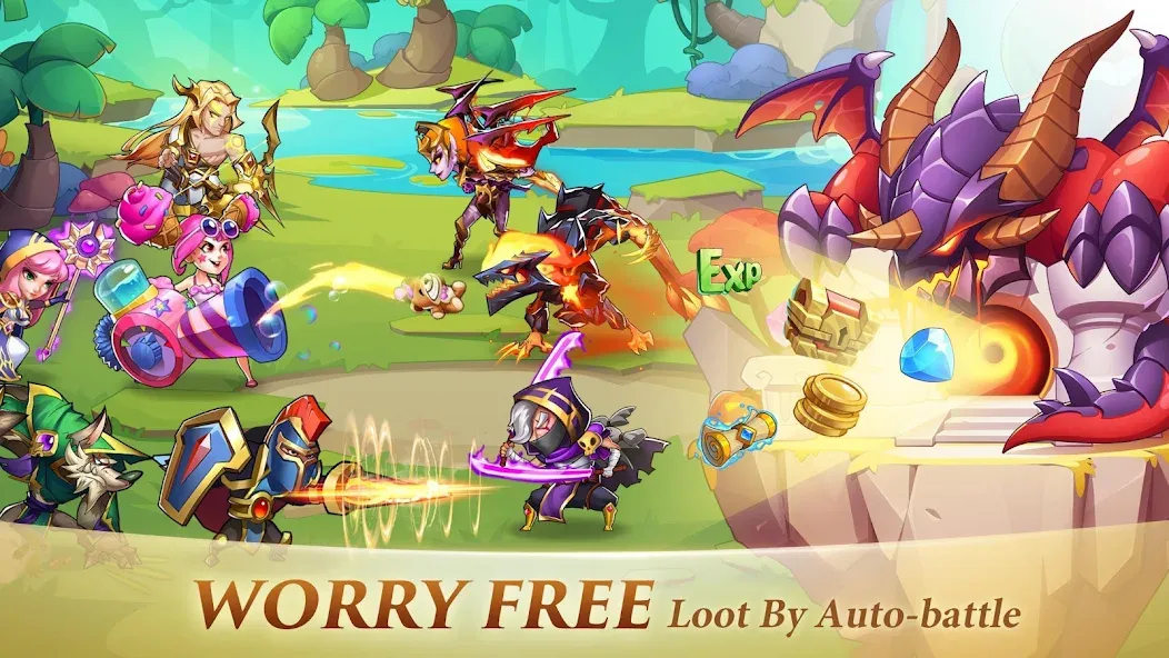 Idle Heroes мод на Андроид: Безлимитные ресурсы и усиленные герои — скриншот 3 Idle Heroes мод на Андроид: Безлимитные ресурсы и усиленные герои — скриншот 3
