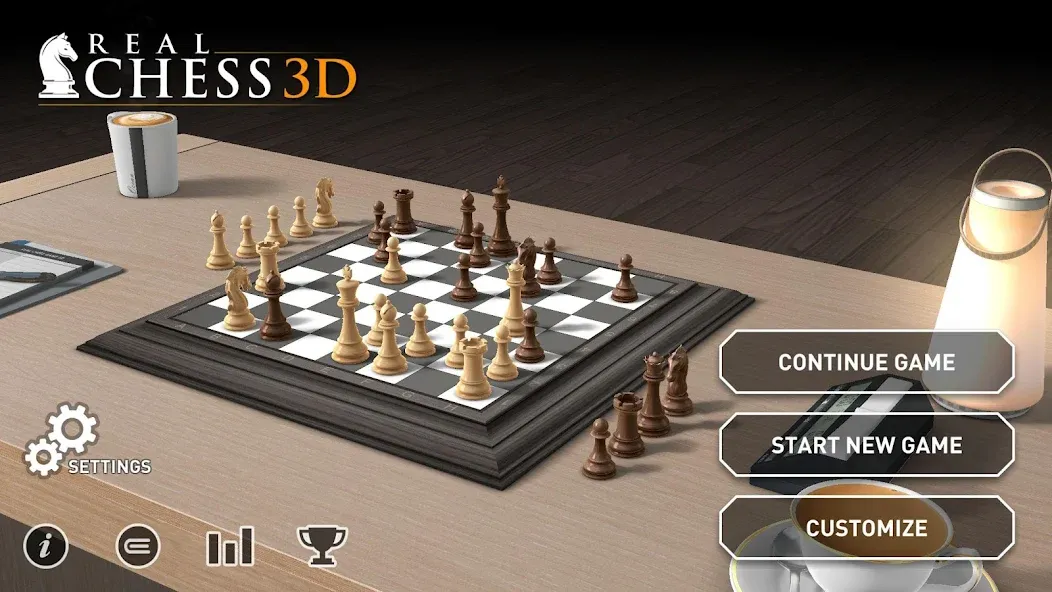 Real Chess 3D (Мод: Шахматные фигуры и доски разблокированы) — скачать на Андроид — скриншот 3 Real Chess 3D (Мод: Шахматные фигуры и доски разблокированы) — скачать на Андроид — скриншот 3