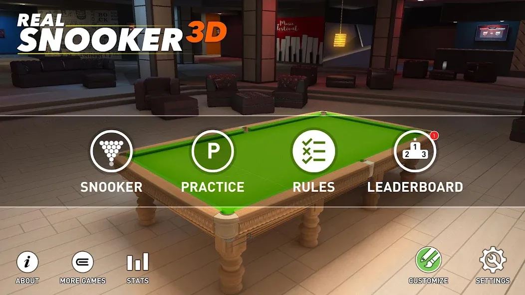 Real Snooker 3D взломанный APK — Без рекламы и разблокированы столы — скриншот 5