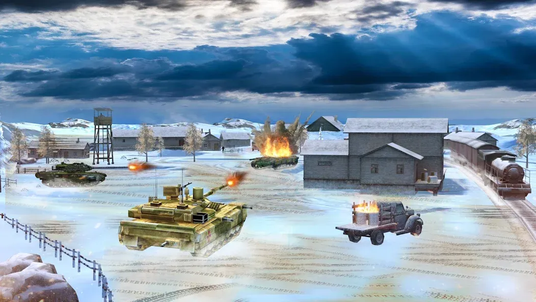 Tank Battle Army Games 2023 мод на Андроид: Безлимитные деньги и оружие — скриншот 1