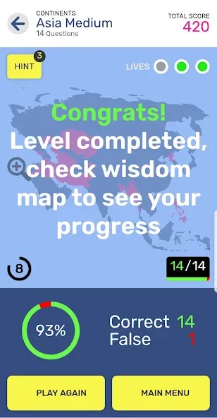 Map Quiz World Geography взлом APK — Открыты все карты и уровни — скриншот 3