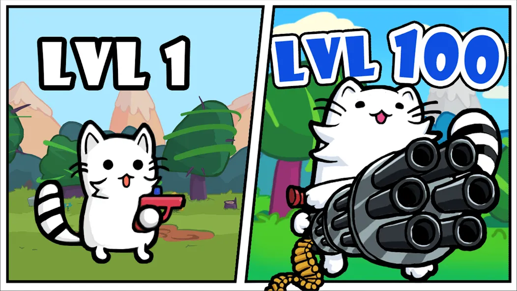 Stickman Cat Gun offline games мод на Андроид: Без рекламы и бесконечные патроны — скриншот 1