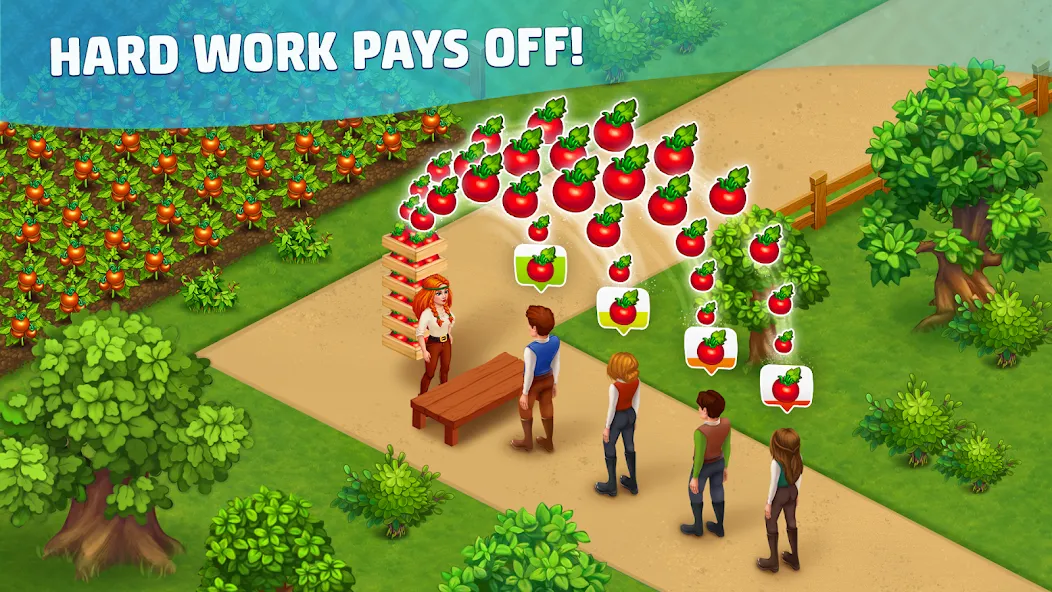 Harvest Land MOD APK: Безлимитные монеты и ускоренное строительство — скриншот 2