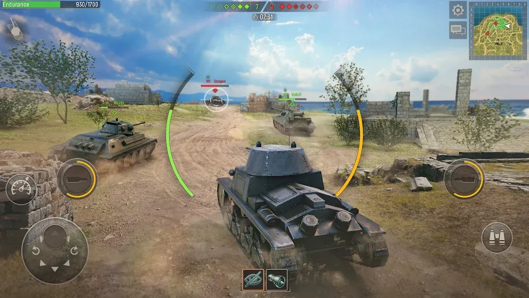 Battle Tanks: Tank Games WW2 на телефон — скачать мод: Безлимитные деньги и все танки — скриншот 2