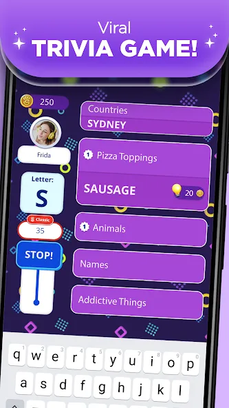 Stop 2 - Word Trivia Game взломанный APK — Без рекламы и подсказки открыты — скриншот 1