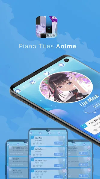 Piano Anime Tiles Music (Мод: Без рекламы и открыты все песни) — скачать на Андроид — скриншот 1