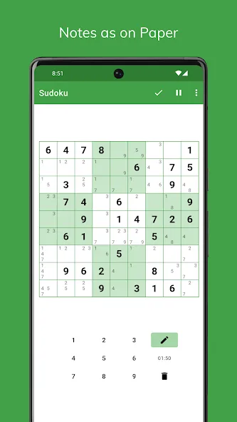 Sudoku взломанный APK — Подсказки и отмена ходов без ограничений — скриншот 3