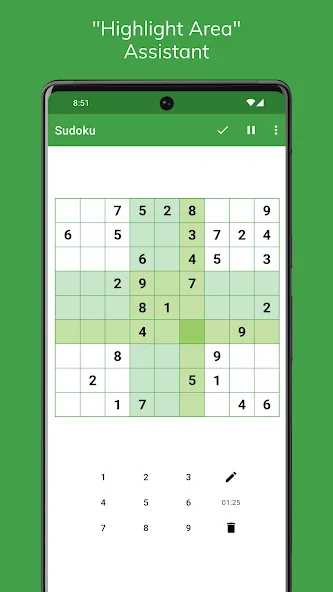 Sudoku взломанный APK — Подсказки и отмена ходов без ограничений — скриншот 4