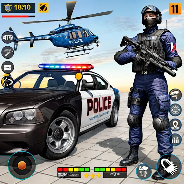 Скачать US Police Shooting Crime City бесплатно — Безлимитные деньги и оружие — скриншот 1