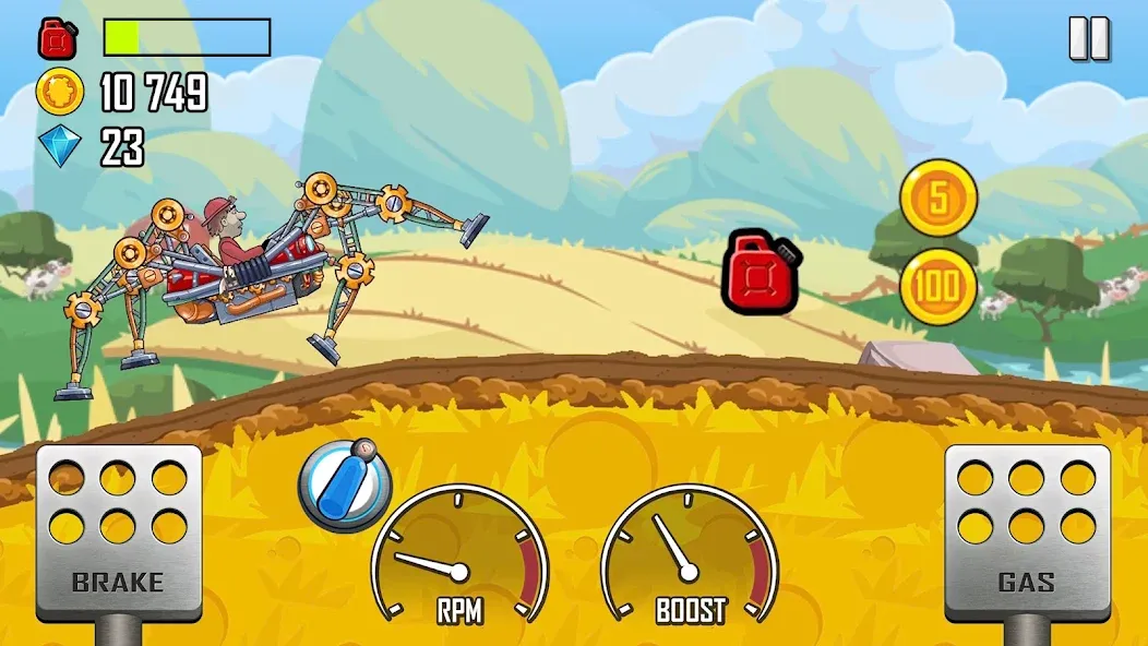 Hill Climb Racing бесплатно на Андроид — мод: Безлимитные деньги и топливо — скриншот 2
