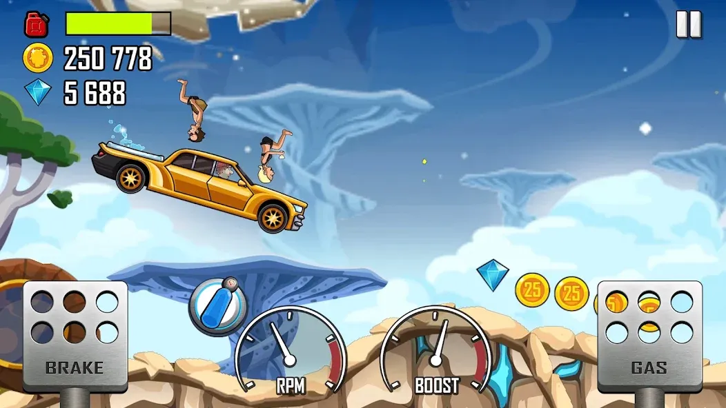 Hill Climb Racing бесплатно на Андроид — мод: Безлимитные деньги и топливо — скриншот 3