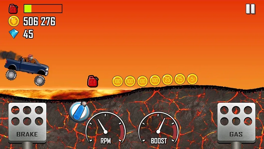 Hill Climb Racing бесплатно на Андроид — мод: Безлимитные деньги и топливо — скриншот 5