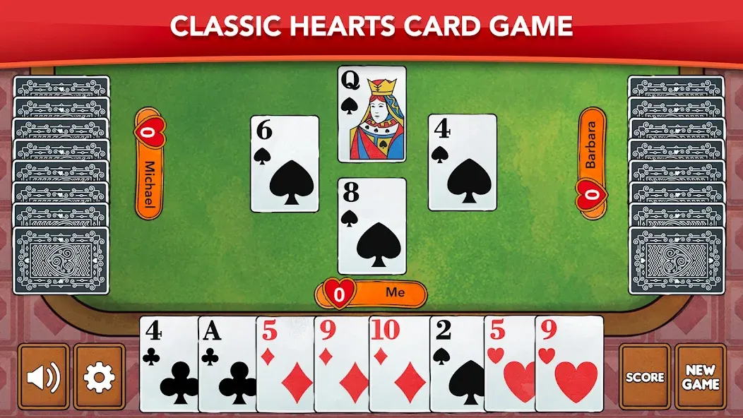 Скачать Hearts - Card Game Classic мод — Без рекламы и открыты все уровни — скриншот 1