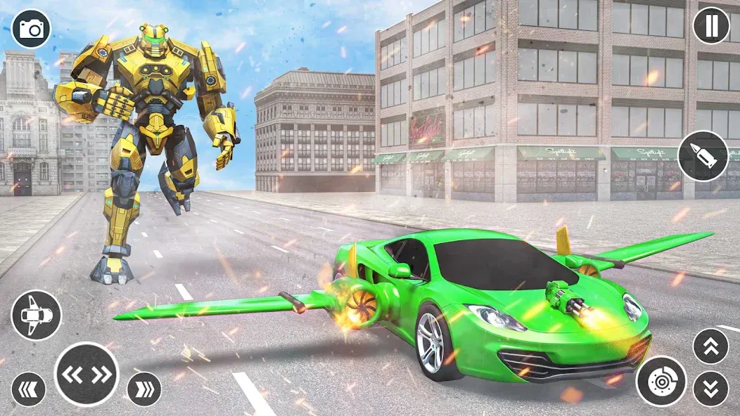 Скачать Flying Car Robot Shooting Game — Безлимитные деньги и оружие — скриншот 4