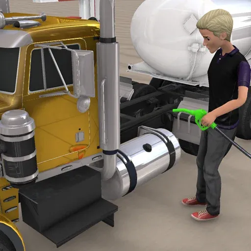 Скачать мод Euro Truck Gas Station Games — Безлимитное топливо и все грузовики — скриншот 1