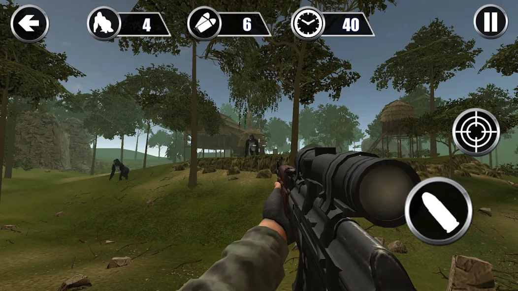 Gorilla Hunter: Hunting games (Мод: Безлимитные патроны и мощное оружие) — скачать на Андроид — скриншот 2
