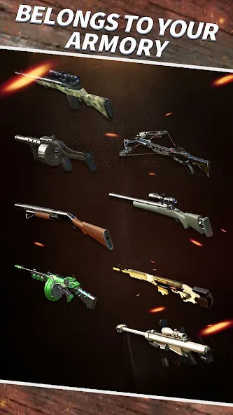 Sniper Shooting : 3D Gun Game — последняя версия с модом (Безлимитные деньги и оружие) — скриншот 3 Sniper Shooting : 3D Gun Game — последняя версия с модом (Безлимитные деньги и оружие) — скриншот 3