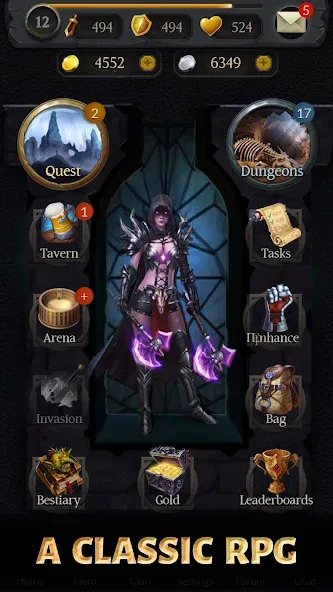 Age of Revenge: Turn Based RPG бесплатно на Андроид — мод: Безлимитные деньги и ресурсы — скриншот 1 Age of Revenge: Turn Based RPG бесплатно на Андроид — мод: Безлимитные деньги и ресурсы — скриншот 1