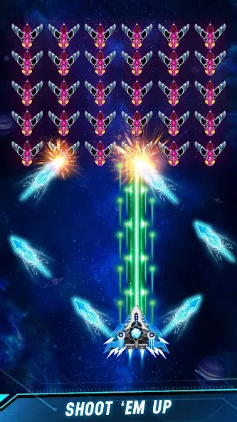 Space shooter - Galaxy attack взлом APK — Безлимитные деньги и оружие — скриншот 1