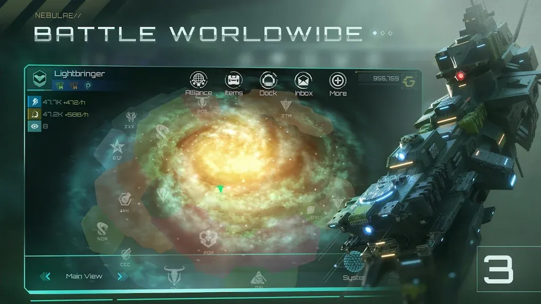 Скачать Nova Empire: Space Commander бесплатно — Безлимитные ресурсы и мощный флот — скриншот 3